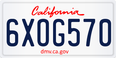CA license plate 6XOG570