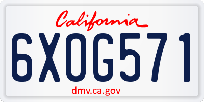 CA license plate 6XOG571