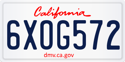 CA license plate 6XOG572