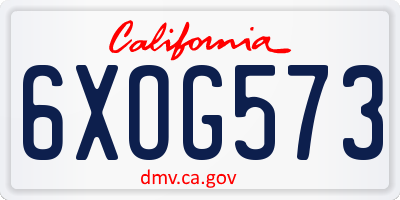CA license plate 6XOG573