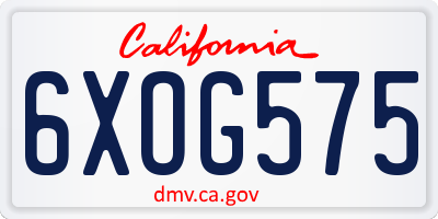 CA license plate 6XOG575