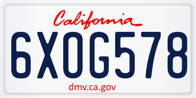 CA license plate 6XOG578