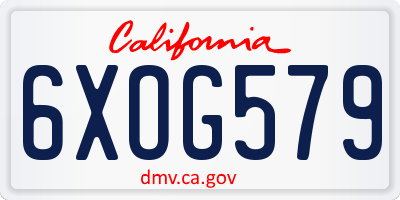 CA license plate 6XOG579