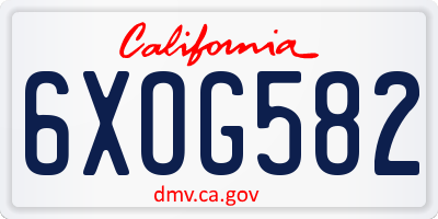 CA license plate 6XOG582