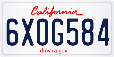 CA license plate 6XOG584