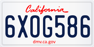 CA license plate 6XOG586