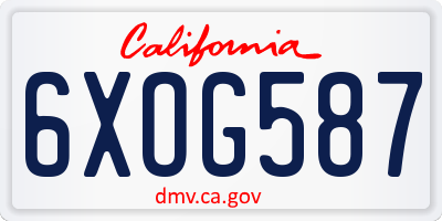 CA license plate 6XOG587