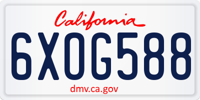 CA license plate 6XOG588
