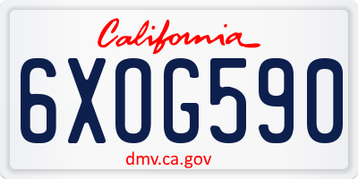 CA license plate 6XOG590