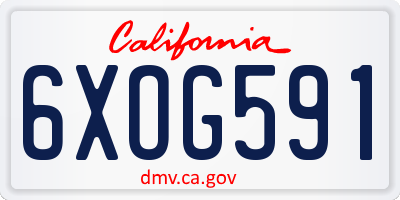 CA license plate 6XOG591