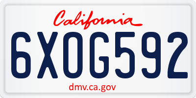 CA license plate 6XOG592