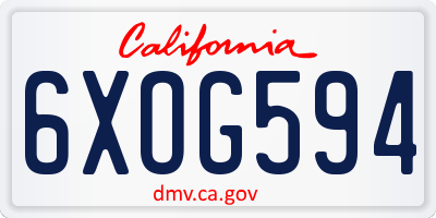 CA license plate 6XOG594