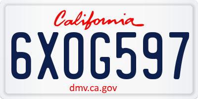CA license plate 6XOG597