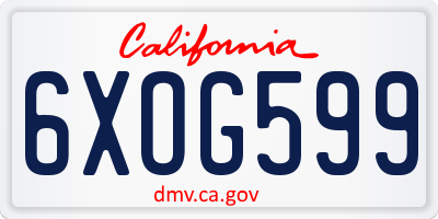 CA license plate 6XOG599