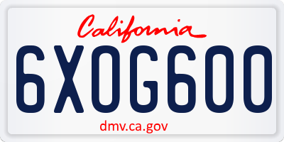 CA license plate 6XOG600