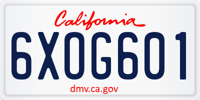 CA license plate 6XOG601