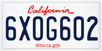 CA license plate 6XOG602
