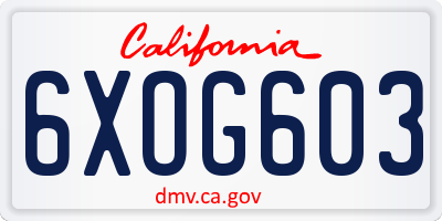 CA license plate 6XOG603