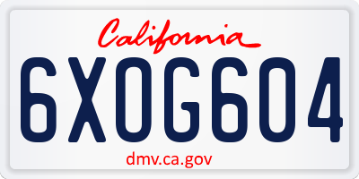 CA license plate 6XOG604