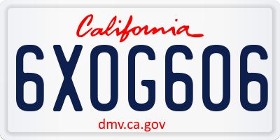 CA license plate 6XOG606