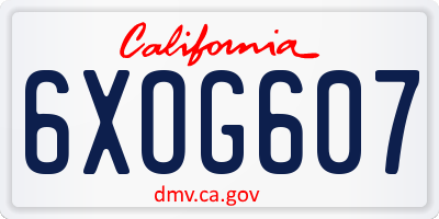 CA license plate 6XOG607