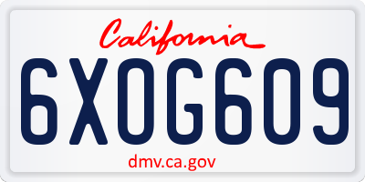 CA license plate 6XOG609