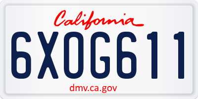 CA license plate 6XOG611