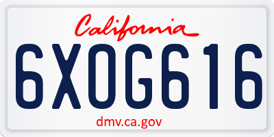 CA license plate 6XOG616