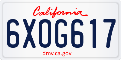 CA license plate 6XOG617