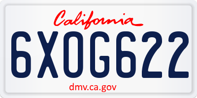 CA license plate 6XOG622