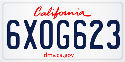 CA license plate 6XOG623