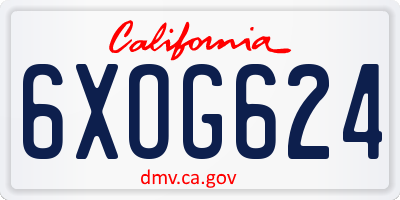 CA license plate 6XOG624