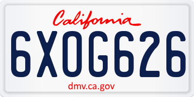 CA license plate 6XOG626