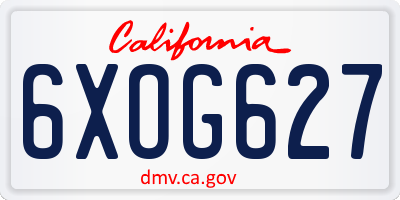 CA license plate 6XOG627