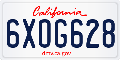 CA license plate 6XOG628