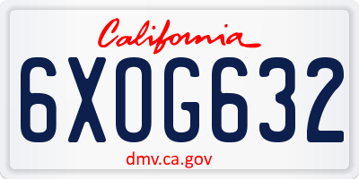 CA license plate 6XOG632