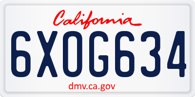 CA license plate 6XOG634