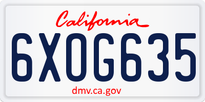 CA license plate 6XOG635