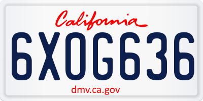 CA license plate 6XOG636