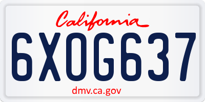 CA license plate 6XOG637