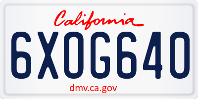 CA license plate 6XOG640