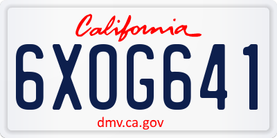 CA license plate 6XOG641