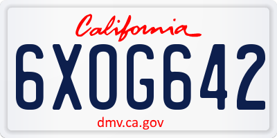 CA license plate 6XOG642