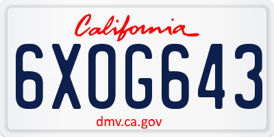 CA license plate 6XOG643
