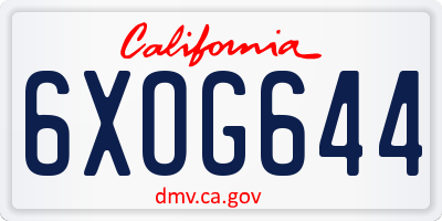 CA license plate 6XOG644