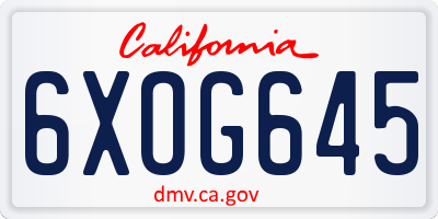 CA license plate 6XOG645