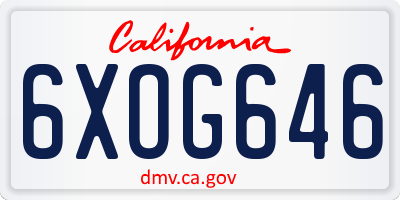 CA license plate 6XOG646