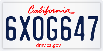 CA license plate 6XOG647