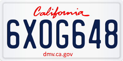 CA license plate 6XOG648