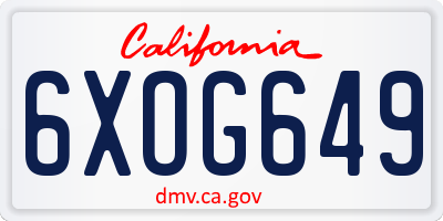 CA license plate 6XOG649
